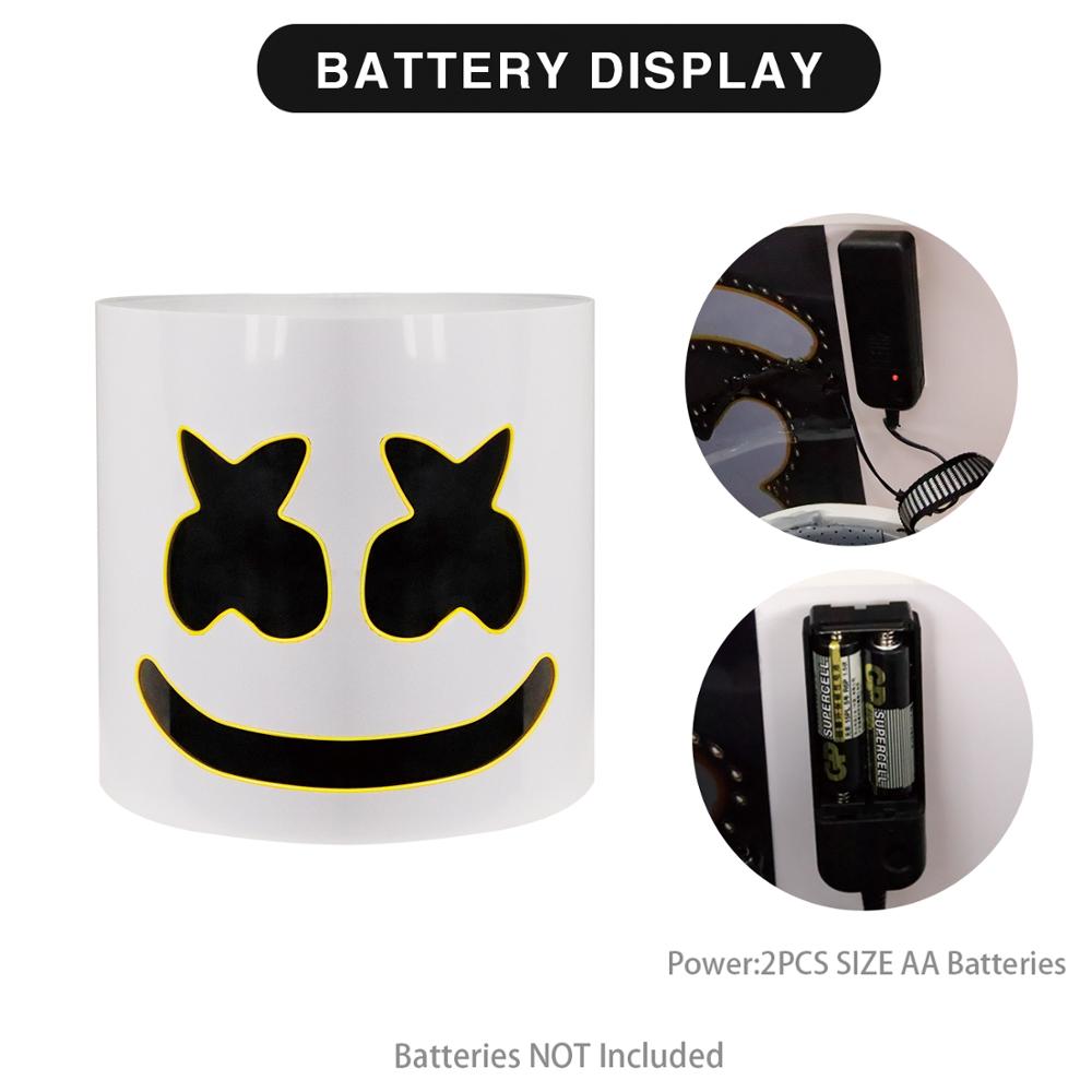 Mặt nạ hóa trang Dj Marshmallo có đèn led phát sáng độc đáo diy