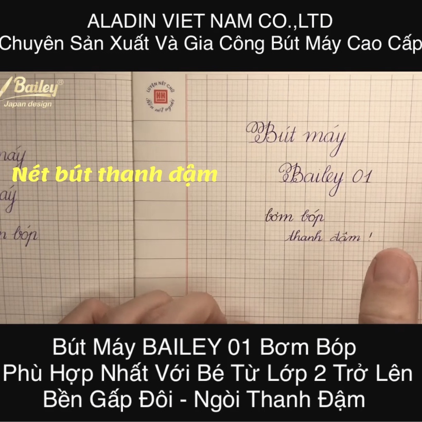 Bút máy bơm bóp viết chữ đẹp nét thanh đậm cao cấp Bailey 01 xanh