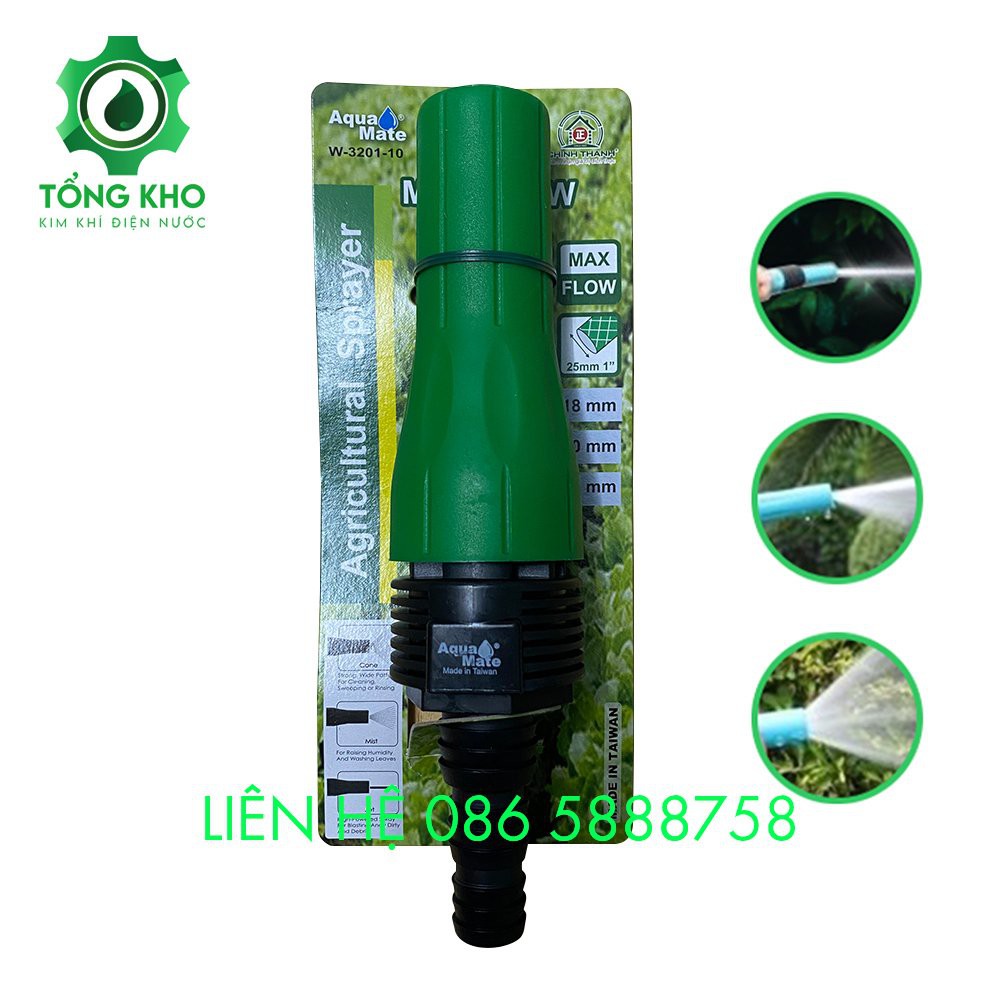 Vòi xịt tưới cây Aquamate tăng giảm áp đa chức năng W3201-10 - Tổng kho kim khí điện nước