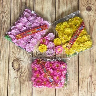 Hoa Đào Mai giả loại đẹp bịch 40 bông trang trí tết, kèm dây kẽm  (hàng loại 1), làm cây, design chụp ảnh