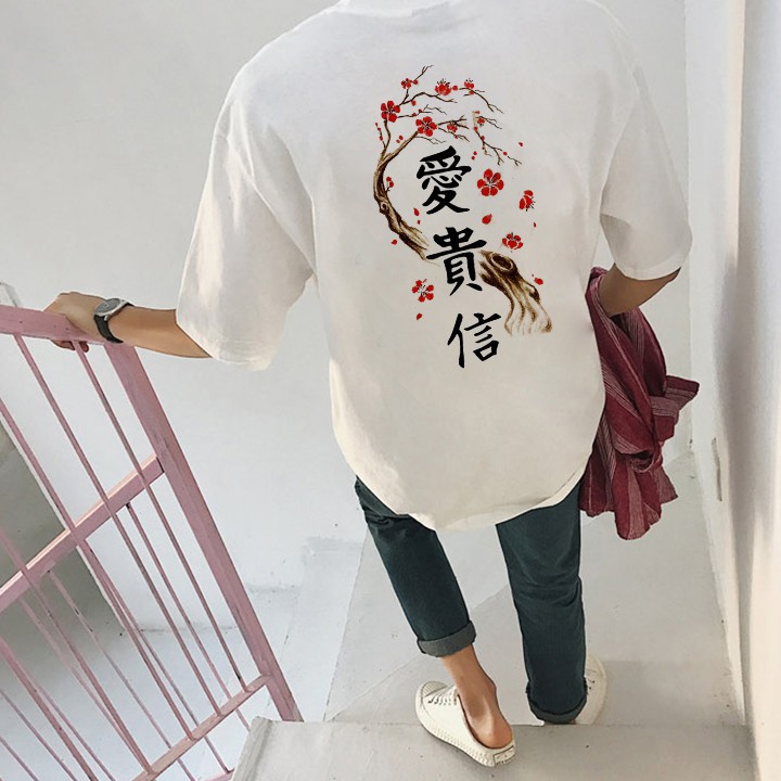 Áo thun tay lỡ UNISEX Nam Nữ HOA RƠI CỬA PHẬT VẠN MA016, áo phông oversize Hoa rơi cửa phật kiểu Mamen shop MA0016