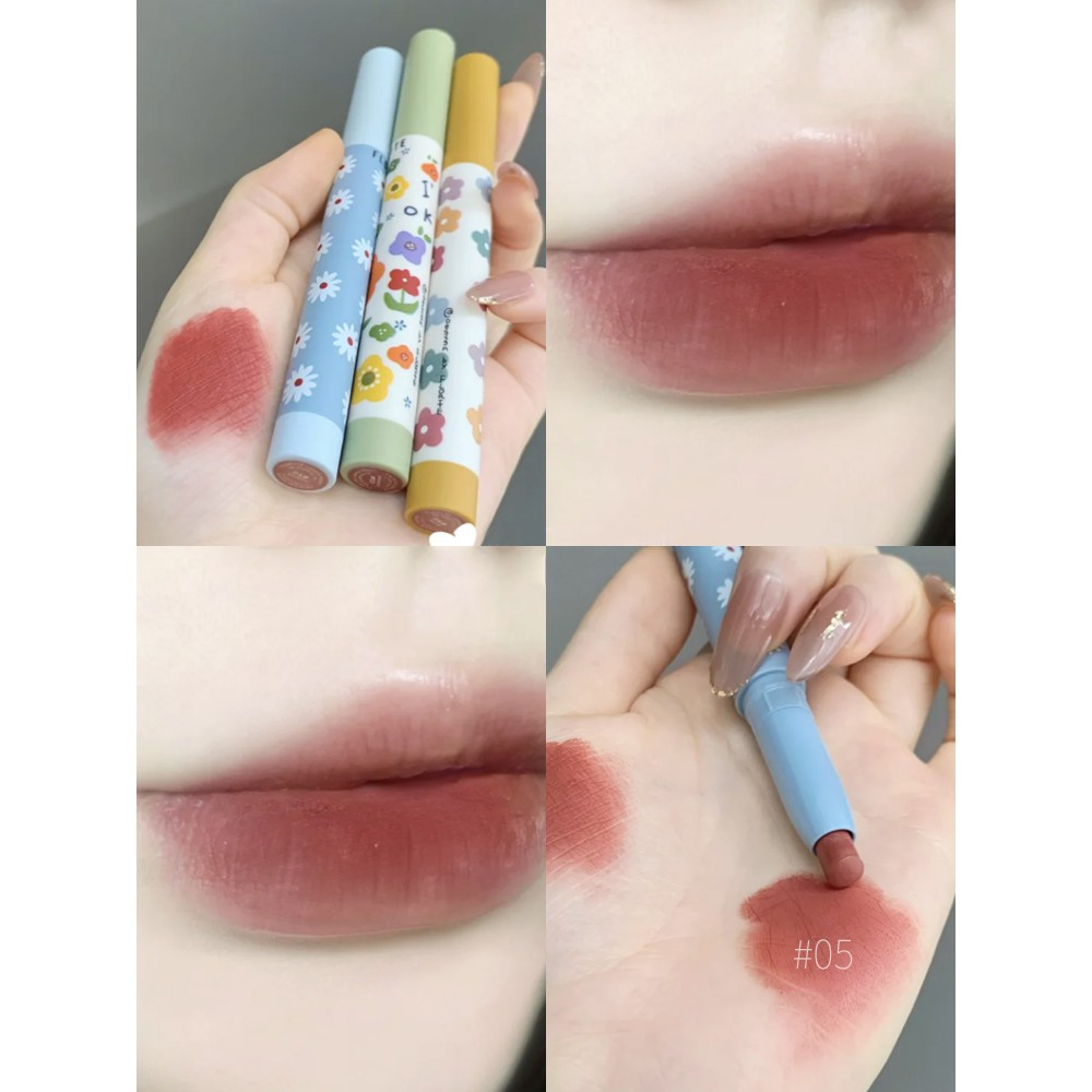 Son Môi Nhung Dạng Bút Thiết Kế Vỏ Hình Hoa May Mắn Flortte Nội Địa Trung