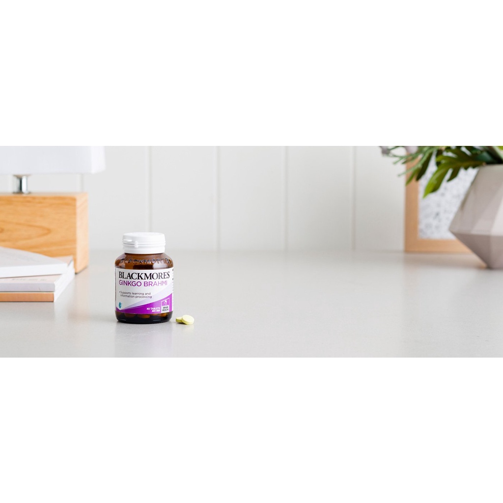 [Hàng chuẩn Úc] Viên uống Blackmores ginkgo brahmi 40 viên- hoạt huyết dưỡng não, hỗ trợ tuần hoàn máu não Úc