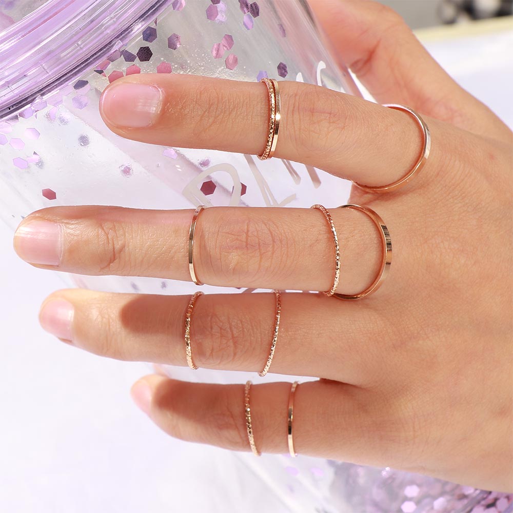Set 10 nhẫn đeo tay mạ vàng/bạc thiết kế đơn giản thời trang cho nữ