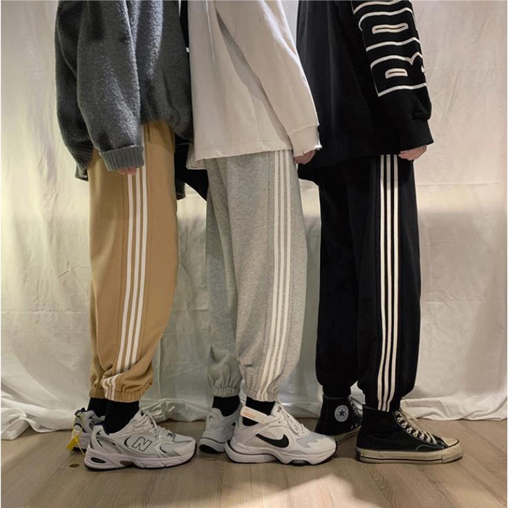 Quần Legging Thể Thao Phối Ba Sọc Phong Cách Hàn Quốc Mới Cho Nam Nữ