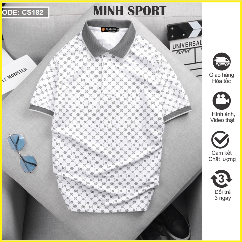 Áo Thun Polo Nam Cổ Bẻ Ngắn Tay In Họa Tiết Thời Trang Basic, Mặc Cực Mát mã AO.34