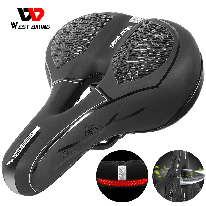 Yên xe đạp leo núi WEST BIKING PVC mềm mại chống thấm nước có lỗ thép thoáng khí tiện lợi