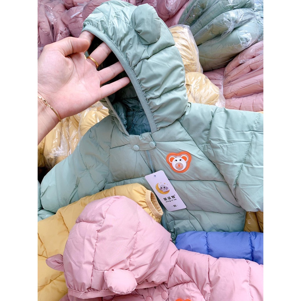 Áo phao gấu đơn sắc Quảng Châu siêu mềm nhẹ, ấm áp cho bé trai/bé gái mùa thu đông