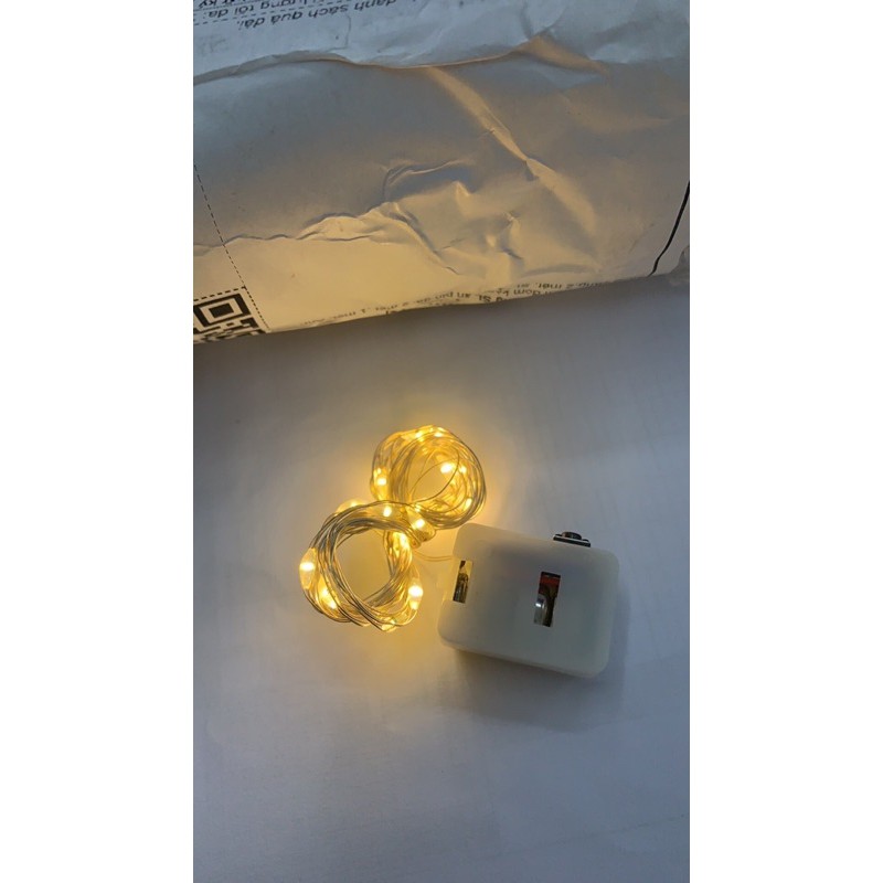 Bộ Dây Đèn Led Nhấp Nháy Màu Vàng Dài 1m Có Kèm Pin - Đèn Led Đom Đóm, Đèn Fairy Light Trang Trí Cây Hoa Dịp Lễ Tết