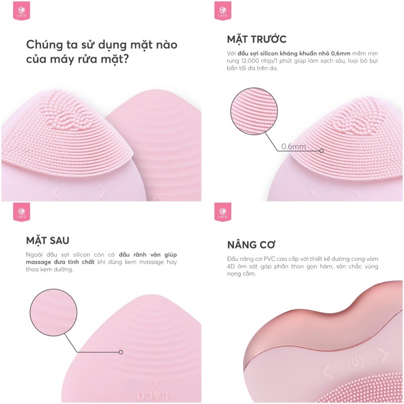 Máy rửa mặt LACO LUXURY chính hãng bảo hành 12 tháng giúp làn da sạch mịn màng, xoá nhăn nâng cơ và thon gọn hàm | BigBuy360 - bigbuy360.vn