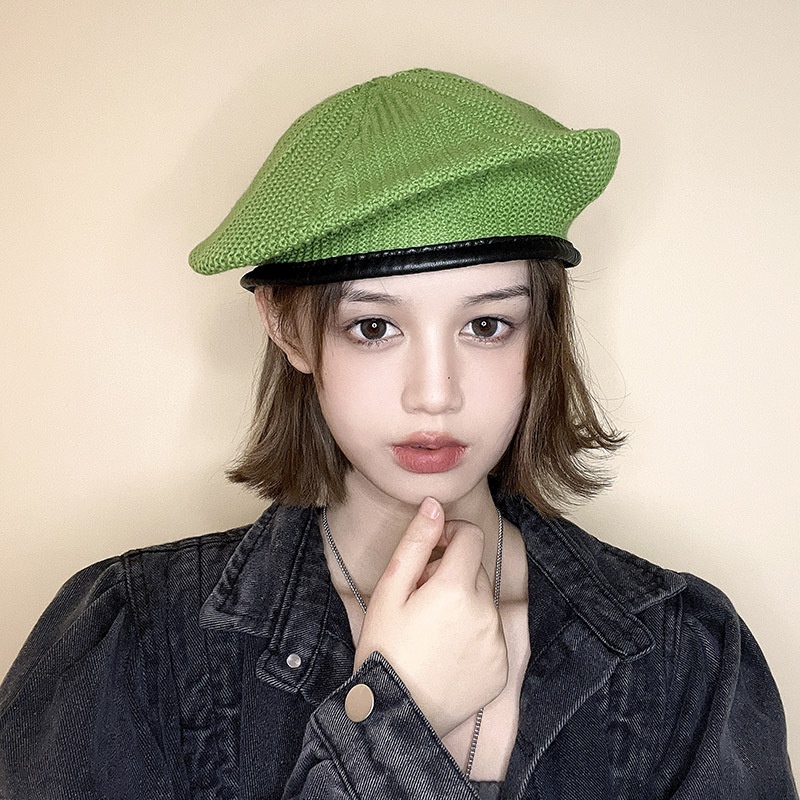 Mũ Beret Dệt Kim Thời Trang Thu Đông Phong Cách Hàn Quốc Cho Nữ