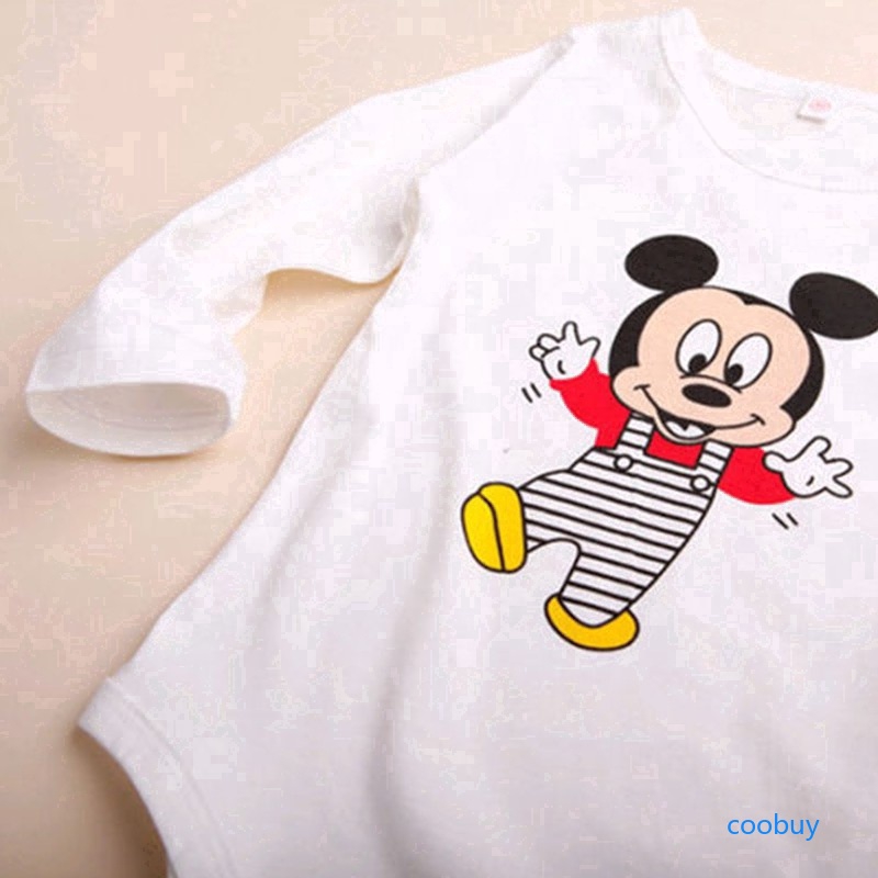 Bộ romper tay dài in hình chuột Mickey dễ thương cho bé