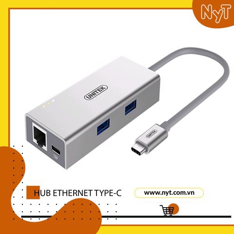 UNITEK Y9106 - Multiport Hub Type-C Ra 2 USB 3.0 &amp; Lan Cao Cấp