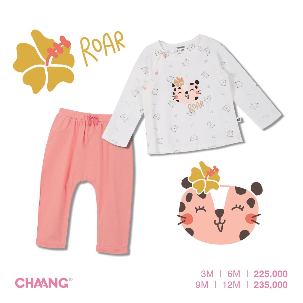Chaang - Bộ dài cúc chéo JUNGLE LEOPARD cho bé gái
