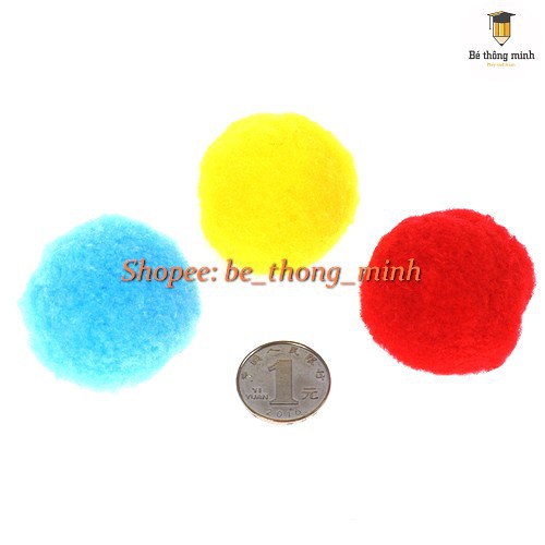 Pompom loại to 5cm nhiều mầu - Túi 16 quả pom pom to đẹp