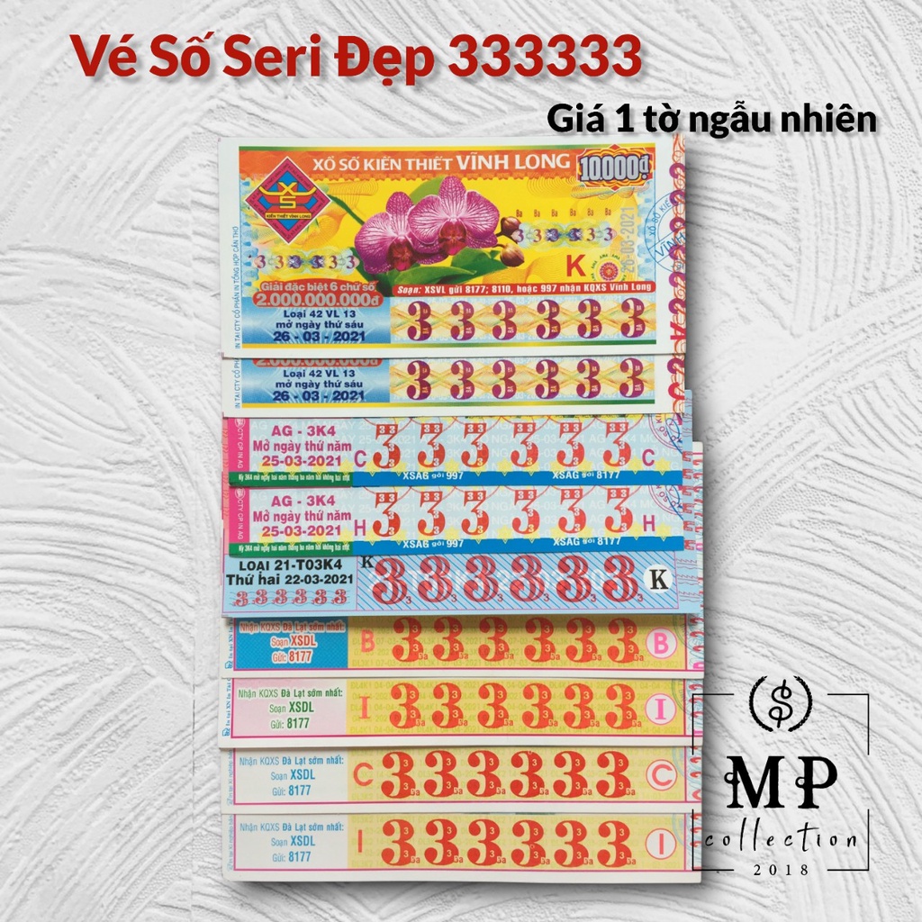 Vé Số Việt Nam Seri Đẹp full 333333 Các Tỉnh [Vé Số Xưa Sưu Tầm].