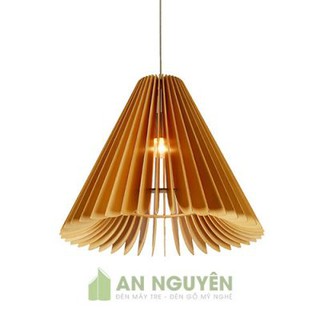 Đèn Gỗ: Mẫu đèn gỗ hình nón cánh vát trang trí resort DG029