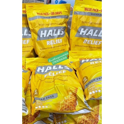 Kẹo Halls Mật Ong Chanh Không Đường - Gói 180 Viên Của Mỹ