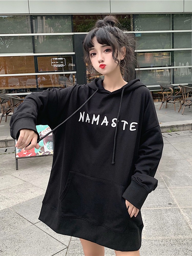 Áo hoodie nữ form rộng dài chữ thêu màu đen trắng hồng vải nỉ da cá giá rẻ  BST ao thu đông unisex Ulzzang 2020 | BigBuy360 - bigbuy360.vn