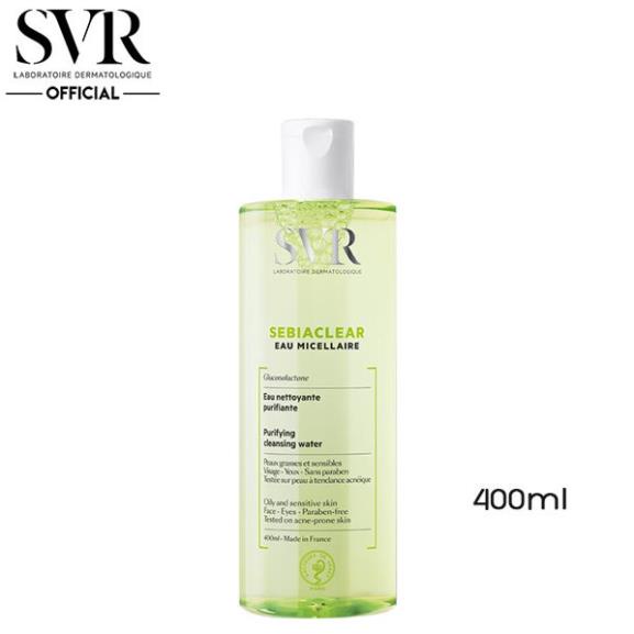 Tẩy Trang SVR SEBIACLEAR Eau Micellaire Da Dầu, Nhạy Cảm, Mụn - Loại Bỏ Bóng Nhờn, Sáng Da 400ml
