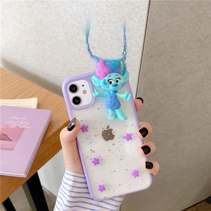 Ốp điện thoại silicone trong suốt đính búp bê cho iPhone11ProMax/7/8plusXR | BigBuy360 - bigbuy360.vn