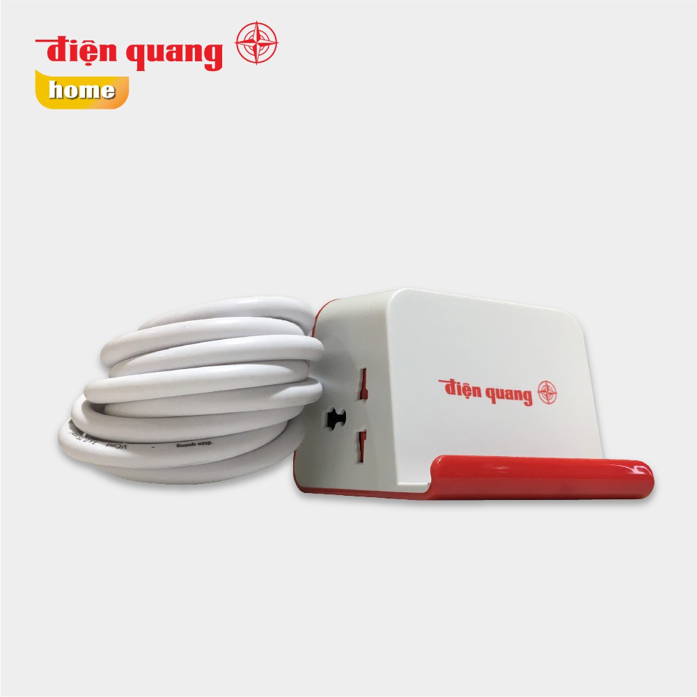 [SIÊU PHẨM] Ổ cắm Điện Quang có giá đỡ điện thoại ESK 2WR 23-3U ( 2 lỗ 3 chấu, 3 USB, dây dài 2m, màu trắng đỏ )