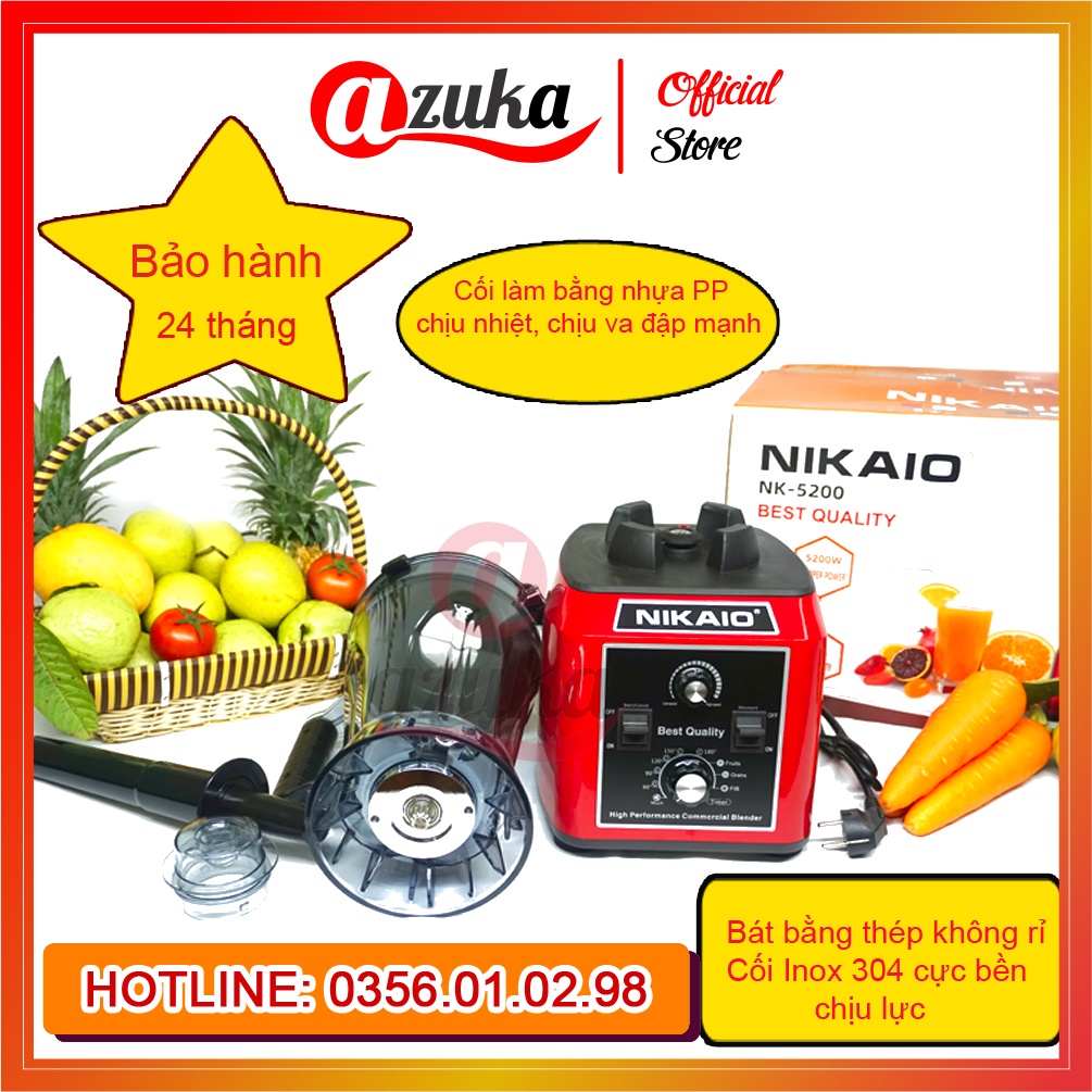 MÁY XAY SINH TỐ, XAY CÔNG NGHIỆP ĐA NĂNG, XAY HẠT CAFE, LÀM KEM ĐÁ TUYẾT_NIKAIO 5200W Bảo hành 24Tháng