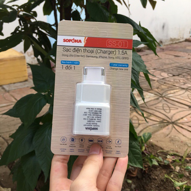 Cốc sạc Sopoka -Tự ngắt khi sạc đầy ,Chống chai pin - Chống quá dòng, đoản mạch