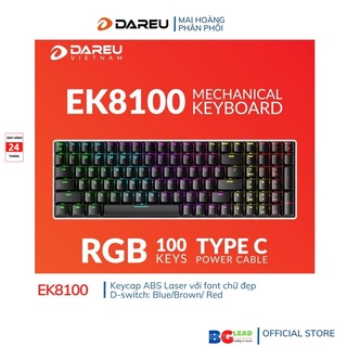 Bàn phím cơ|Bàn phím gaming DAREU EK8100 100KEY đèn led RGB, Blue|Brown|Red D switch - Mai Hoàng phân phối và bảo hành