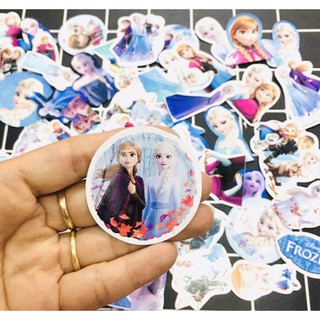 Sticker công chúa Elsa 30-60 cái ép lụa có đề can bóc dán