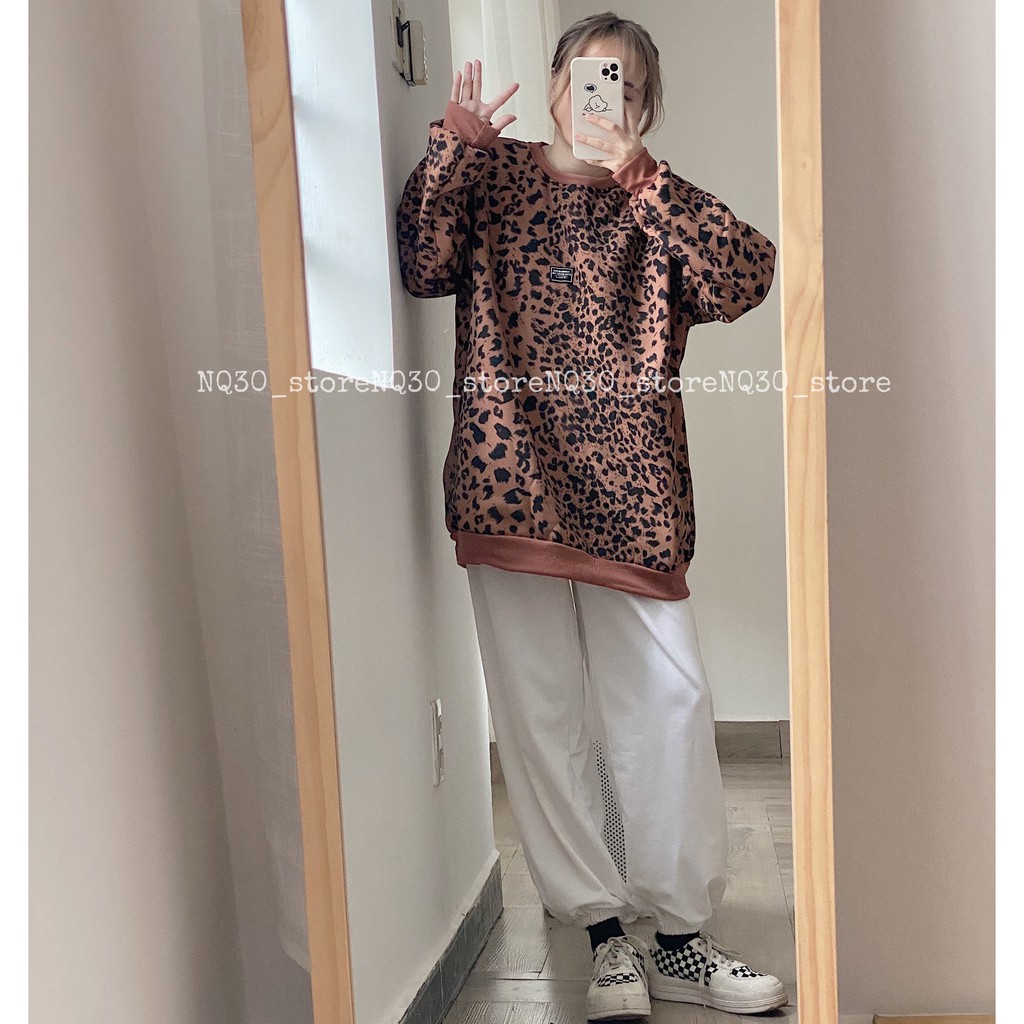 Áo Sweater NQ30 Nỉ Bông Hoạ Tiết Da Báo Nam Nữ Unisex | BigBuy360 - bigbuy360.vn