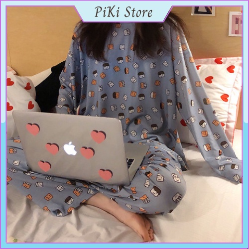 Bộ Đồ Ngủ Nữ Pijama Dài Tay Cổ Tròn Mặc Nhà | BigBuy360 - bigbuy360.vn