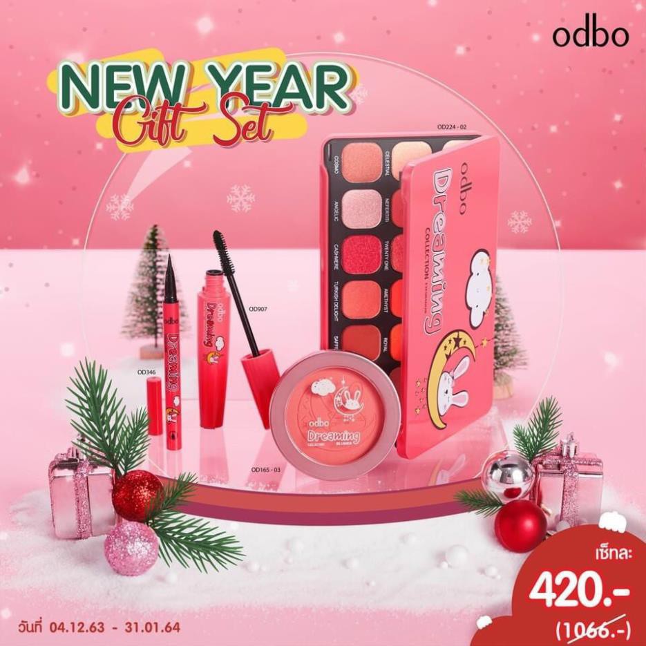 Bảng Phấn Mắt Kèm Má Hồng Tông Đỏ Cam Cháy Có Nhũ Odbo OD1022 2 Tầng  - Rose.shop79