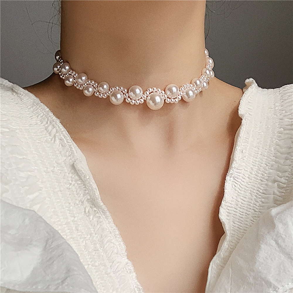 vòng cổ Choker Nhiều Lớp Đính Ngọc Trai Nhân Tạo Thời Trang Hàn Quốc Cho Nữ