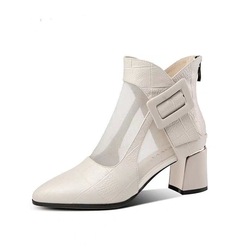 Summer martin boots women's spring and autumn breathable sandals female students korean high heels women's thick heel baotou pointed sandals