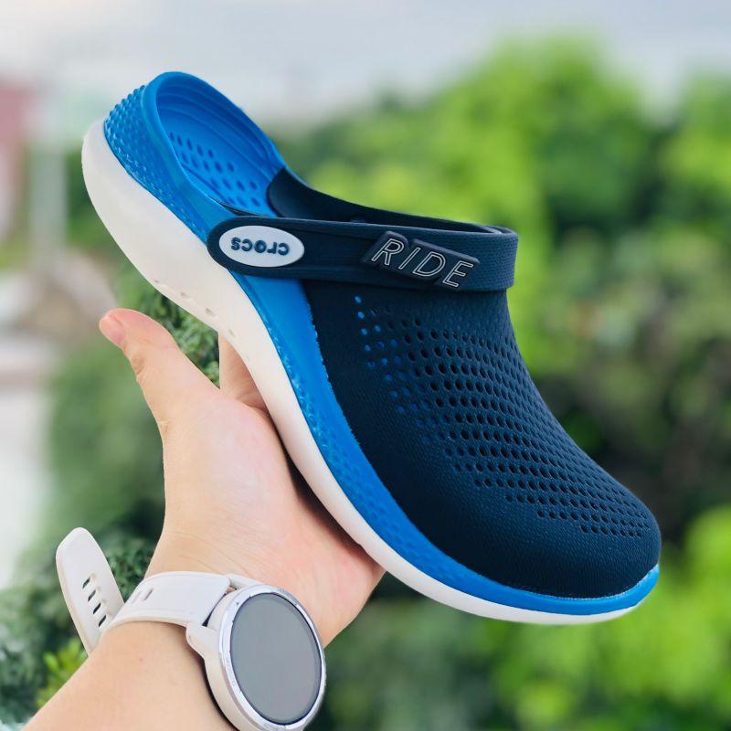 Dép Cross Literide 360  FREESHIP + Hàng loại 1 + Hộp  giày sục sandal Crocs quai ngang bít đầu nam nữ Navy-xanh