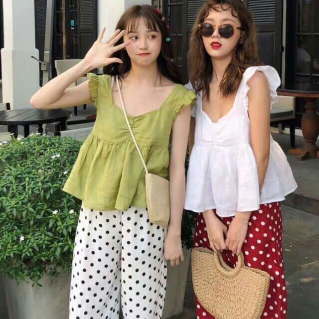 THANH LÝ - Áo kiểu tay cánh tiên đan dây sau lưng