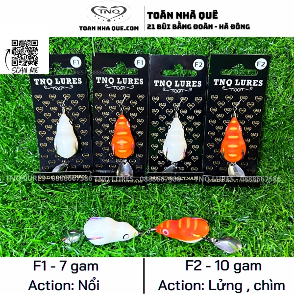 Mồi câu lure nhái hơi TNQ F1 và F2 - TNQ LUES - Toán Nhà Quê