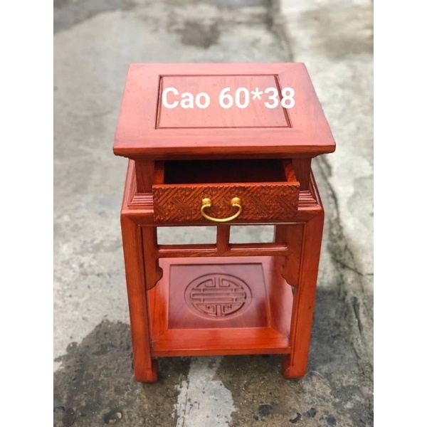 Đôn vuông đục gấm. đôn ngăn kéo