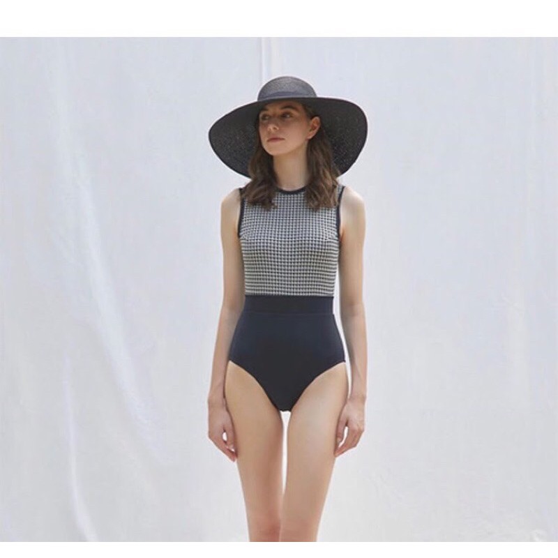 Bikini đồ bơi nữ 1 mảnh liền thân kẻ phối màu khoét lưng