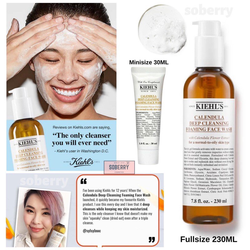 Sữa rửa mặt hoa cúc KIEHLS Calendula Deep Cleansing Foaming Facewash 230ml /30ml | BigBuy360 - bigbuy360.vn