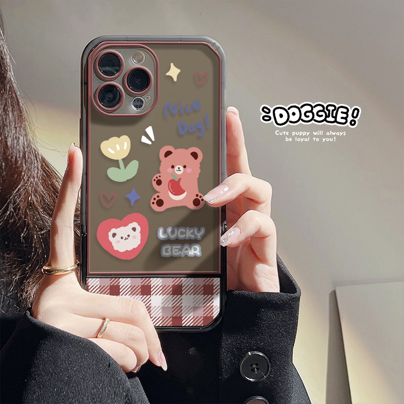 Ốp Điện Thoại Mềm Chống Sốc Có Giá Đứng Hình Gấu Và Hoa Cho Iphone 11 13 12 Pro MAX 7 8 Plus X XS XR MAX 6S