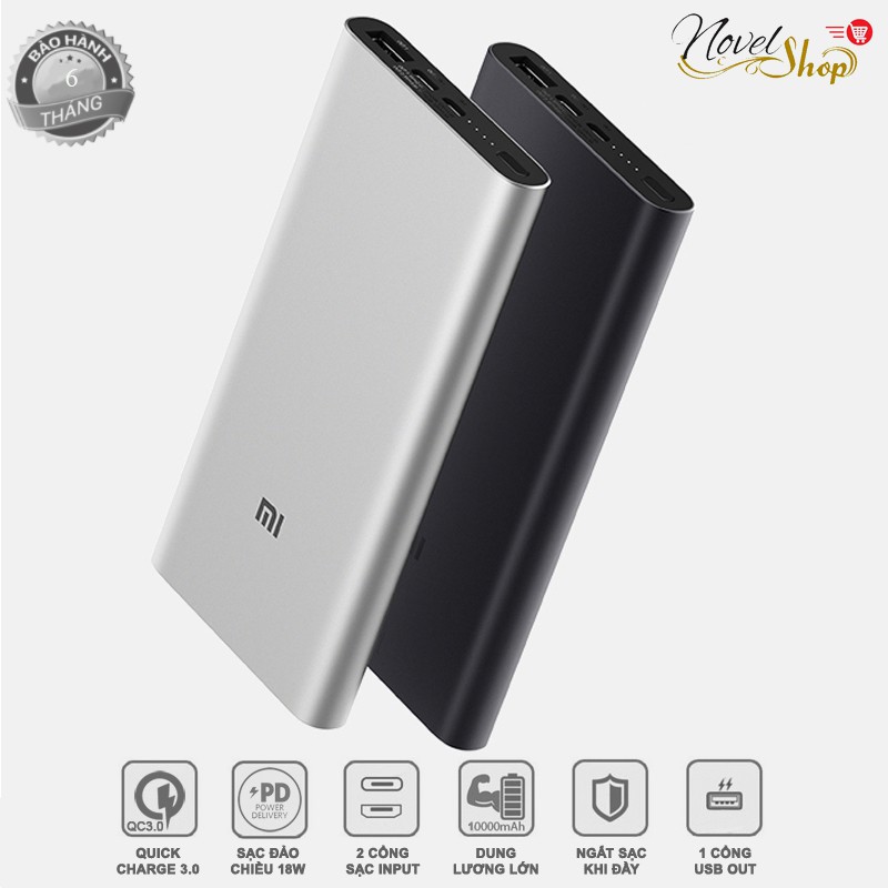 Sạc Dự Phòng Xiaomi Type- C gen 3 pro 10000mAh - Chính Hãng - Hỗ trợ sạc nhanh 18W- Bảo hành 6 tháng