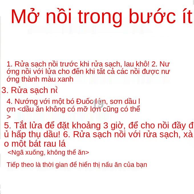 LChảo sắt kiểu cũ có tay cầm bằng gỗ Chảo sắt chảo home hotel wok chảo đáy tròn không tráng phủ chảo đáy nhọn chảo nắp b