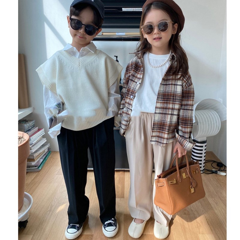 QT9 Size90-130 (9-25kg) Quần âu ống đứng-unisex Thời trang trẻ Em hàng quảng châu