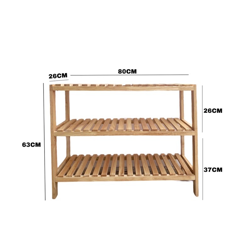 [ XẢ KHO GIÁ SỈ ] KỆ ĐA NĂNG 3 TẦNG GỖ CAO SU XUẤT KHẨU HÀN QUỐC ( RUBBER WOOD SHOES STORAGE-3 TIER, 고무나무 원목 신발정리대 3단 )