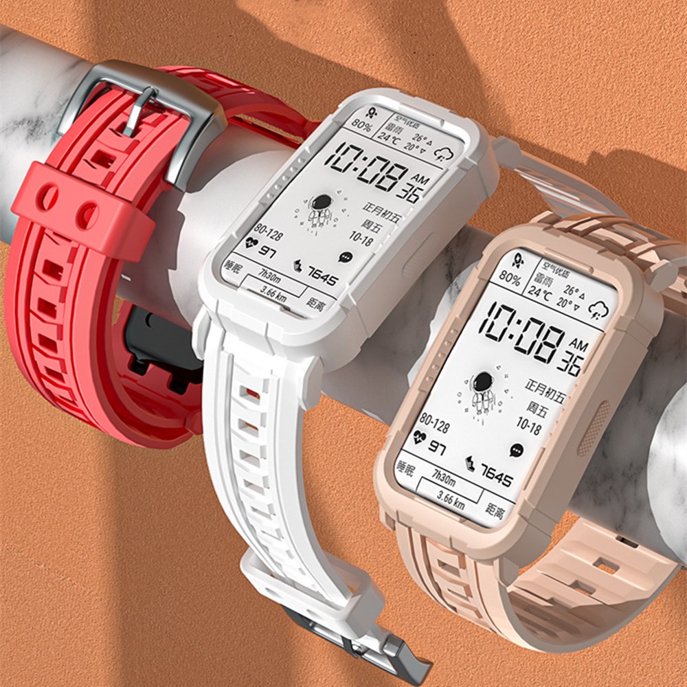Vỏ Giáp Trong Suốt Tích Hợp Silicone Dây Đồng Hồ Thay Thế Cho Huawei Honor Band 8 7 6 Pro