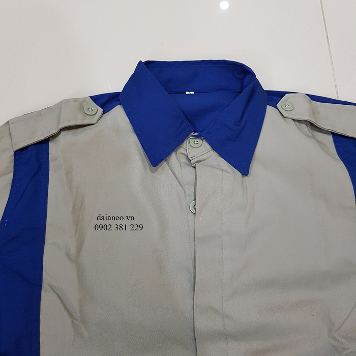 Quần áo bảo hộ lao động ghi phối xanh không xù lông, thoáng mát DA05