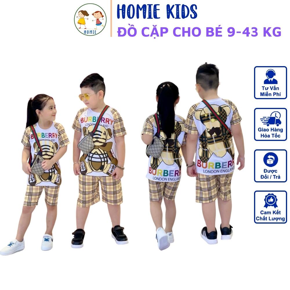 Bộ Đồ Đôi Cho Bé Gái Và Bé Trai 9-43 Kg Mặc Cặp Set Quần Áo Trẻ Em Thun Lạnh 3D Size Nhí Đại In Hoạt Hình Homie Kids