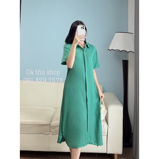 Váy sơ mi lụa kèm đai